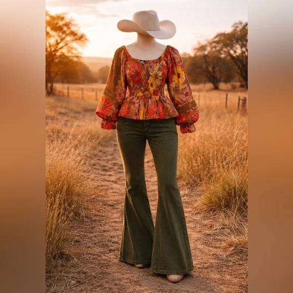 Angie Floral Smocked Top - Picture 2 of 6